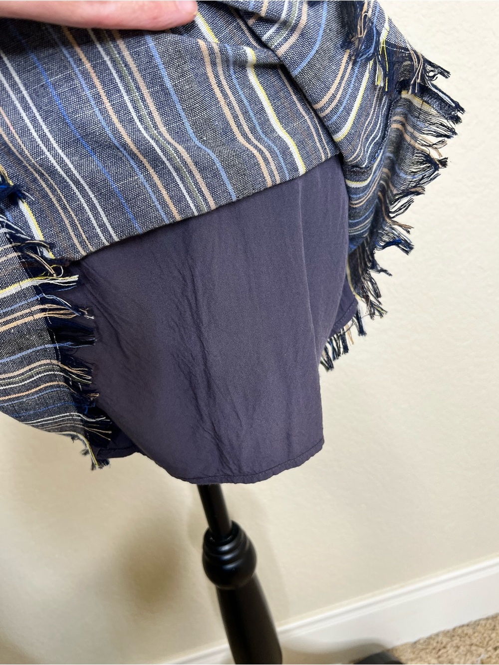 NTM: American Threads Blue Striped Tie Back Mini Dress Open Back Size Large - Picture 15 of 15